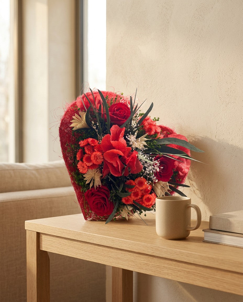 Un bouquet di fiori essiccati dentro la scatola di spedizione