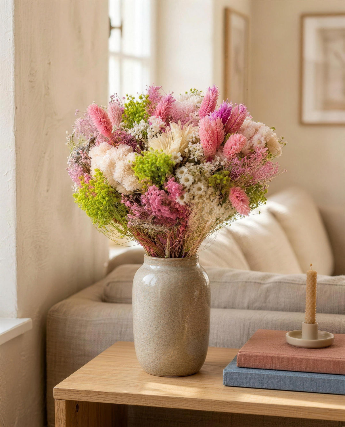 Bouquet di fiori essiccati e stabilizzati in casa