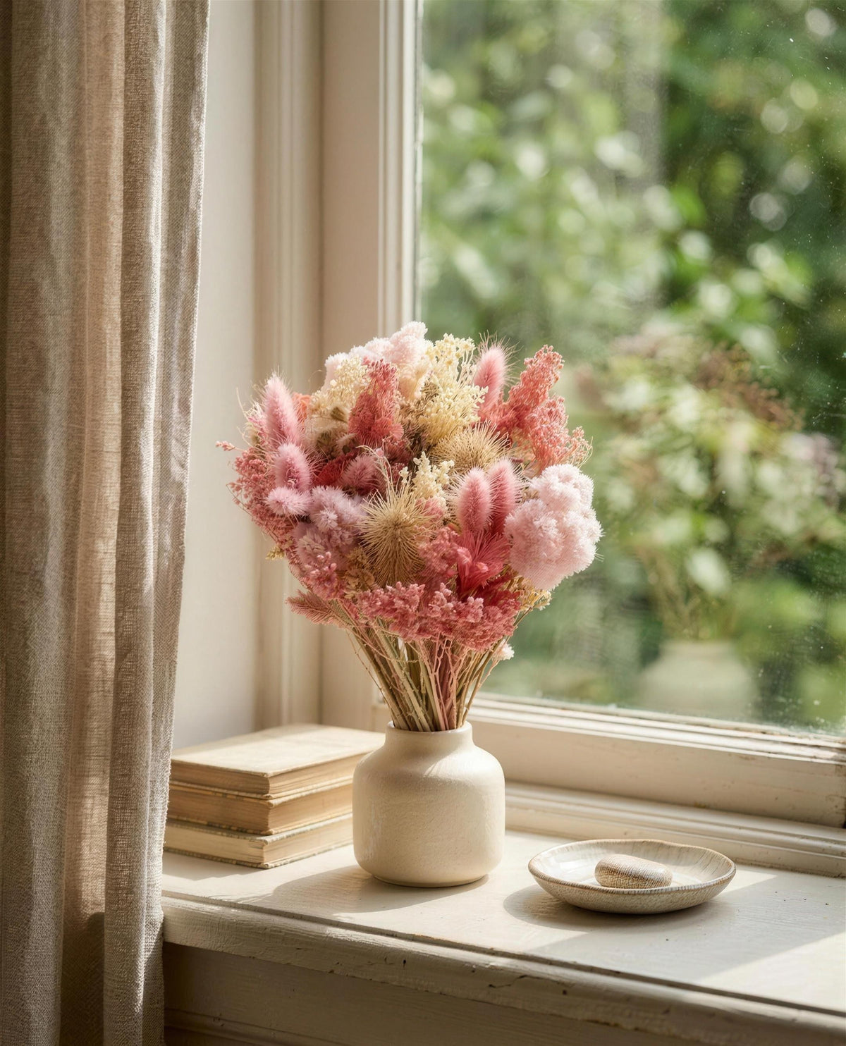 Bouquet di fiori essiccati e stabilizzati in casa